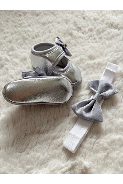 Cloudy Kız Bebek Gümüş Şık Patik Kız Ekru Yeni Doğan Özel ve Günlük Patik
