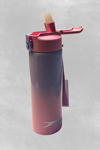 Slazenger Licensed Slazenger Printed 750 ml Steel School Water Bottle with Straw and Lid