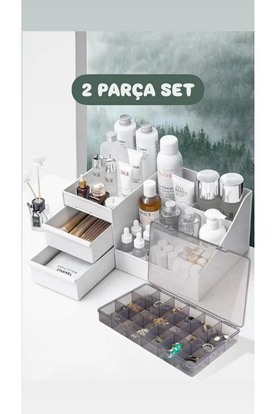Bayev 2 piese de bijuterii cosmetice cu trandafiri, set organizator pentru trandafiri (18 compartimente)