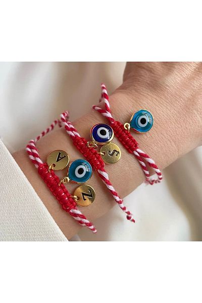 ARONA Lettered Evil Eye Beaded Martenitska (One Letter)1 Bracelet