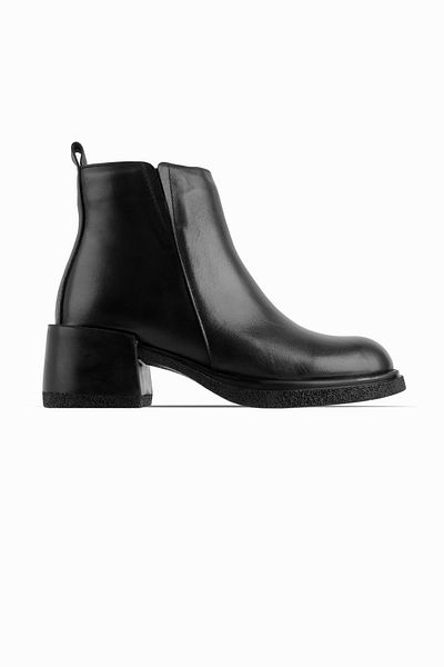Lal Shoes & Bags Cizme de damă cu toc cu fermoar elastic din piele naturală - Begsan negru