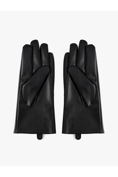 Koton Glove Faux Leather Button Nominee Dress