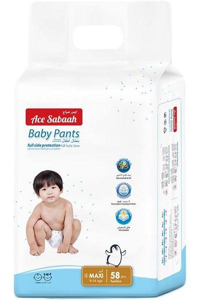 Ace Sabaah Baby Diaper Pants, Size 4, Maxi 9-14kg, 58pcs