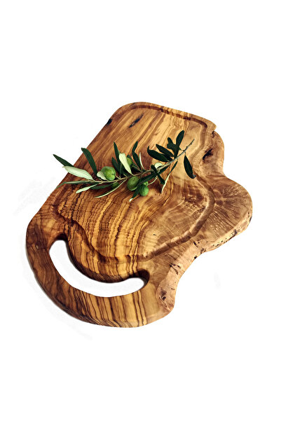 egedeneve Doğal Zeytin Ağacı Steak Servis Sunum ve Kesim Tahtası - Afrodit Koleksiyonu - Ahşap Servis Tahtası