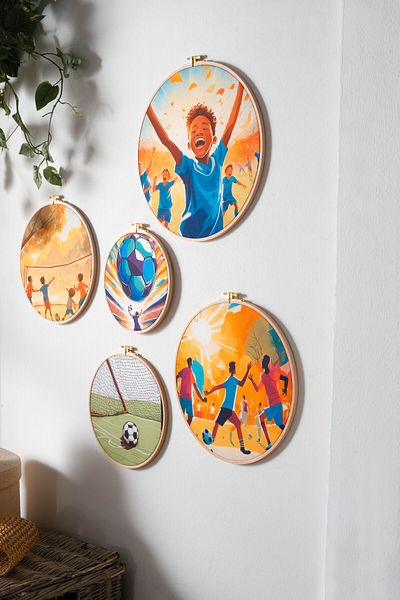 Montisu Football Colorful 5-Piece Wall Decoration Set