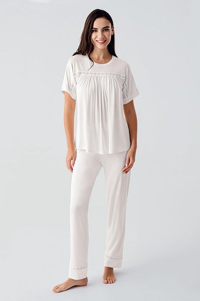 Artış Lace Short Sleeve Flexible Viscose Pajama Suit