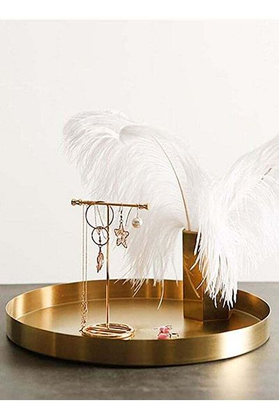 COOYA Stainless steel Round Metal Tray, Simple, Durable, Suitable For Home Decoration,Gold 12.5Cm