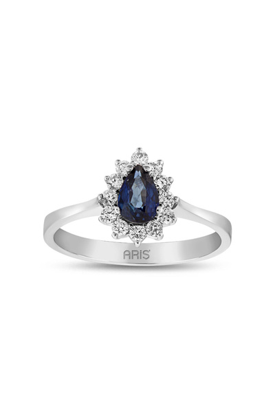 Ariş 0.64 Karat Pırlanta Damla Safir Yüzük