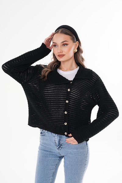 ŞİMAL Women's Collared Side Button Closed Knitwear Knitted Cardigan 250344   -
