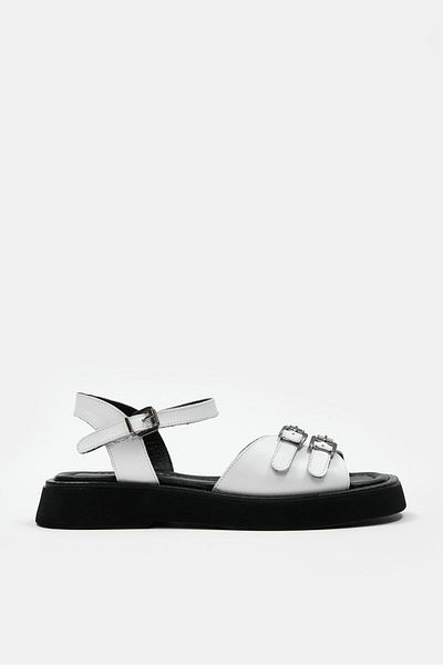 NILUFARR Sandale de damă Leny White din piele naturală