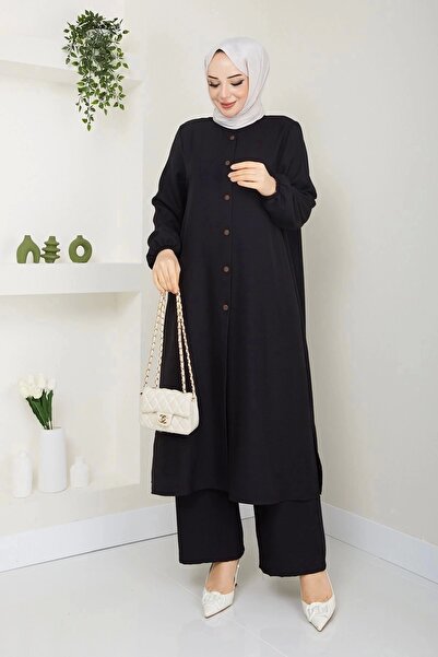 kaes giyim Women's Large Size Long Double Hijab Tunic Set