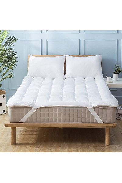 KOZZY HOME 4 Corner Elastic Micro Cotton Sleeping and Bed Pads - 400Gr M2, Pillowcase with Gift