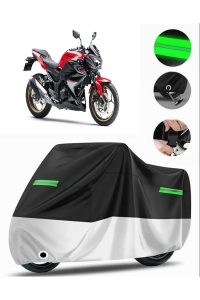 MotoEN غطاء دراجة نارية ممتاز متوافق مع Kawasaki Z 300 (متوافق مع القفل) أسود...