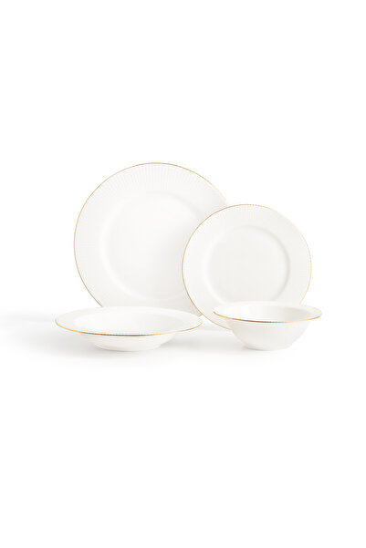 Madame Coco Grace 6 Kişilik 24 Parça Yemek Takımı - Beyaz/gold