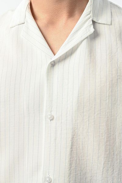 Valiberta Viscose Vertical Stripes Comfortable Fit Men's Shirt - White