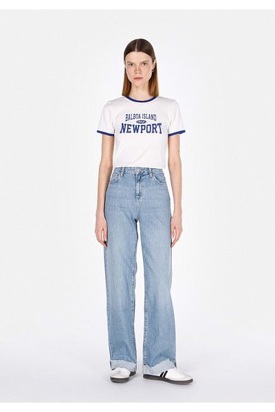 Colin's 970 Berry Regular Fit Pantaloni de damă cu talie înaltă cu picioare largi, albaștri