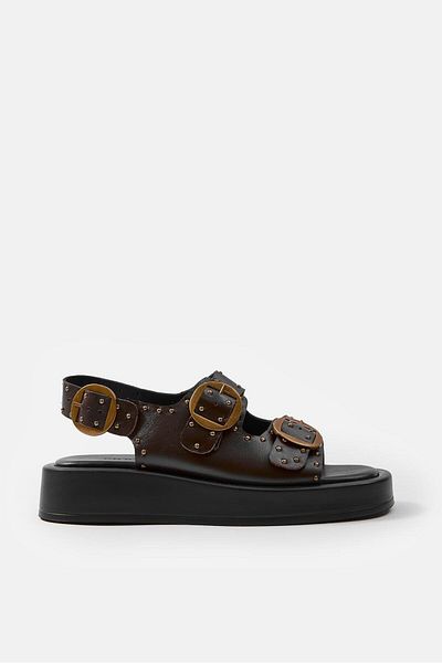 NILUFARR Jodie Brown Genuine Leather Trocley Women's Sandals
