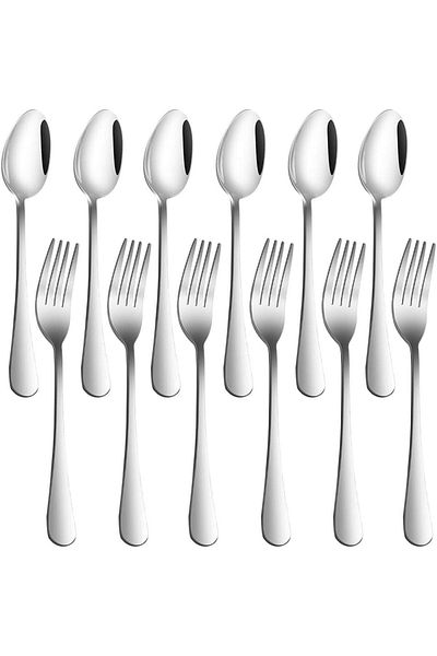 COOYA Silverware Set, Set of 12, Stainless Steel Dinner Forks and Spoons