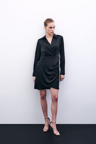 Sateen Satin dublu - Rochie neagra