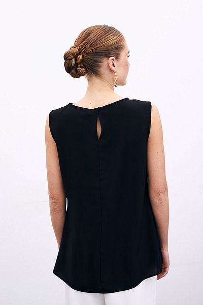 Sateen One Shoulder Detailed Blouse - Black