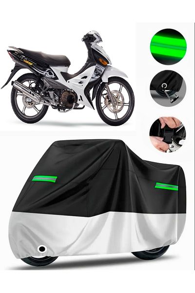 MotoEN Modenas Gt135 Rear Bag Compatible Premium Motorcycle Tarpaulin (Lock Compatible) Black-Grey