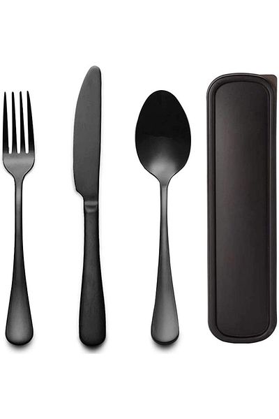 COOYA Black Silverware Sets,18/8 Stainless Steel, Include Knife Fork and Spoon, Reusable Flatware Sets