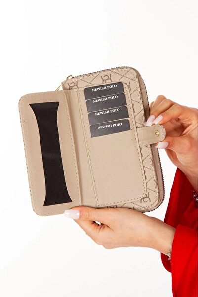 Newish Polo Portofel din țesătură cu model - modă, suport card și compartiment pentru telefon