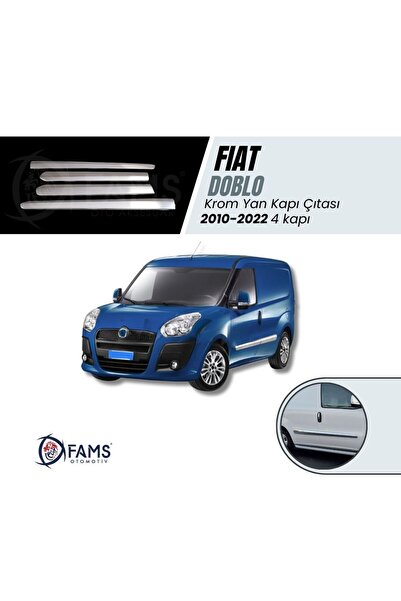 FAMS OTO AKSESUAR Fiat Doblo Krom Yan Kapı Çıtası 4 Kapı 2010-2022 P, Çelik