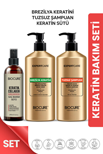 Biocure Kalıcı Saç Düzleştirici Keratin Bakım Seti / Brezilya Fönü Keratin Saç Bakım Sütü
