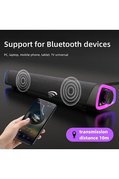 COOYA سماعات كمبيوتر، صندوق صوت محيطي ثلاثي الأبعاد مزود بمنفذ USB وبلوتوث للكمبيوتر والهواتف الذكية والكمبيوتر اللوحي