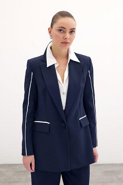 Sateen Jachetă casual contrastantă - bleumarin
