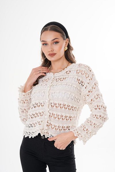 ŞİMAL Cardigan tricotat cu detaliu cu nasturi Daisy pentru damă 250339   -