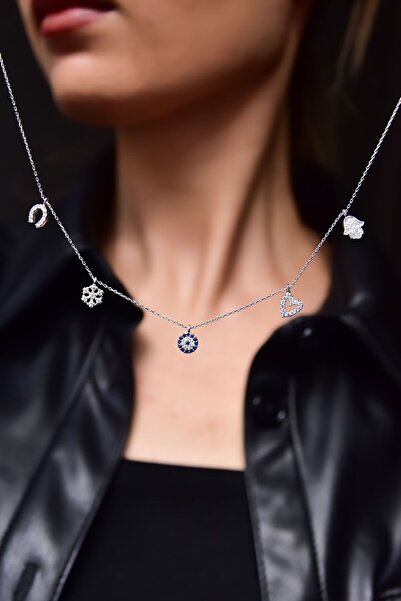 Papatya Silver 925 Ayar Rodyum Şans Kolye