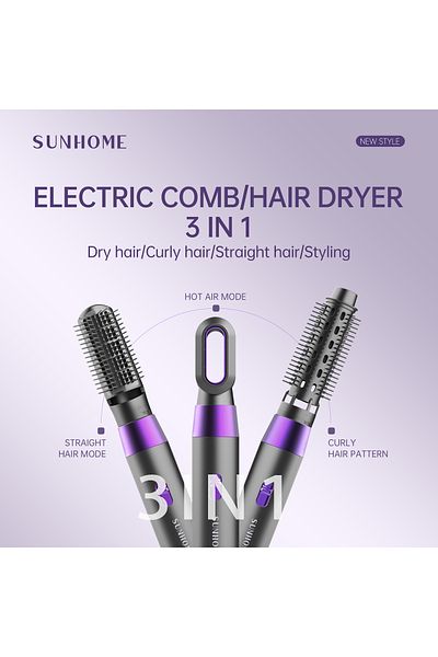 Sunhome 3-in-1 Hair Dryer Brush Purple/Grey