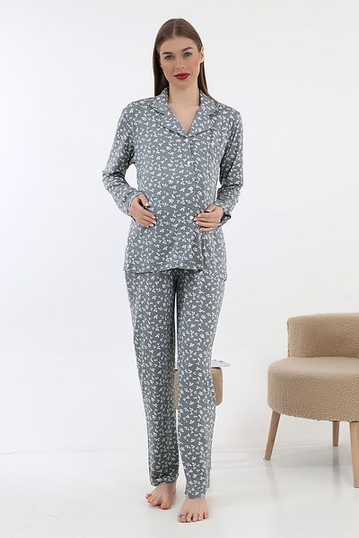 LİKAPA Likapa Front Buttoned Maternity Long Sleeve Pajama Set