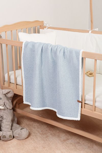 HAMUR Pouf Baby Kids Blanket 80X100 cm Sheep Hair Blanket Alize Blue