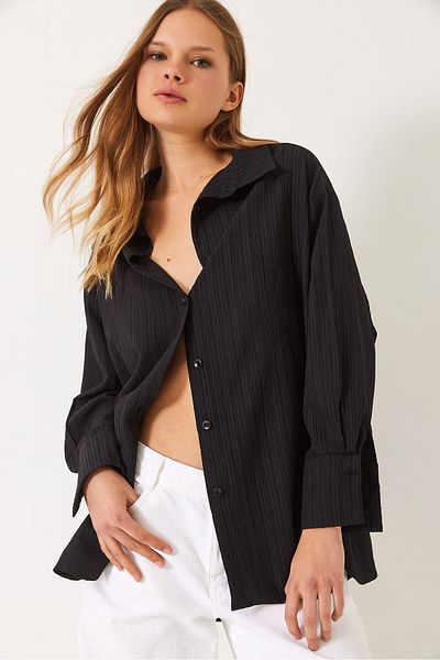 Bianco Lucci Women's Off-Shoulder Oversize Basic Wrap Shirt 60392 60271069