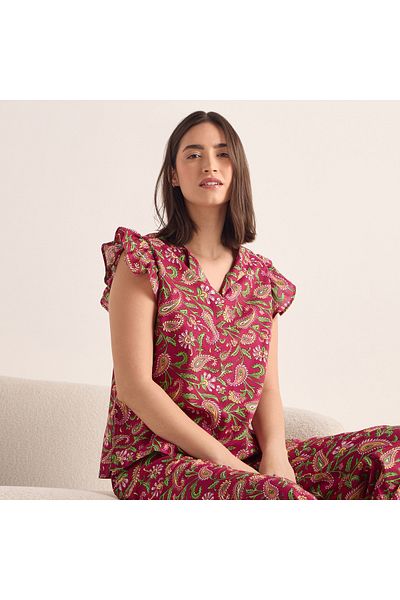 FAV Printed Ruffle Sleeves Top and Pyjama Set