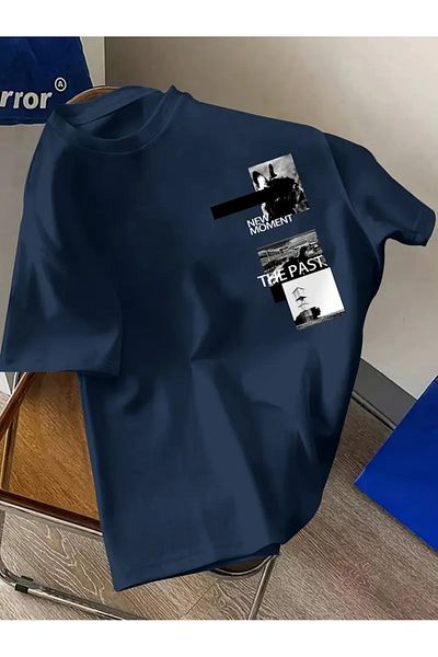 Karatopak Tricou unisex oversize cu decolteu rotund cu imprimeu New Moment The Past