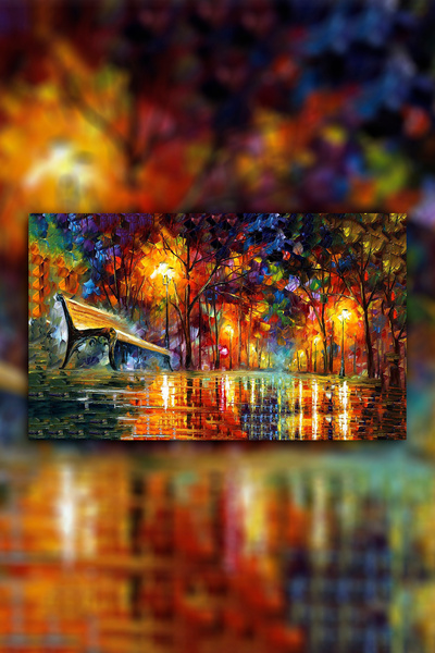 Hediyeler Kapında Sonbahar Yağlı Boya Görünümlü Kanvas Tablo 100x140