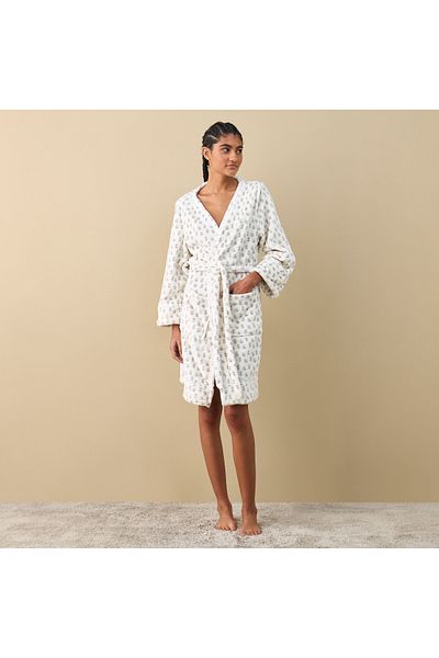 FAV Textured Robe with Tie-Up Belt and Pockets