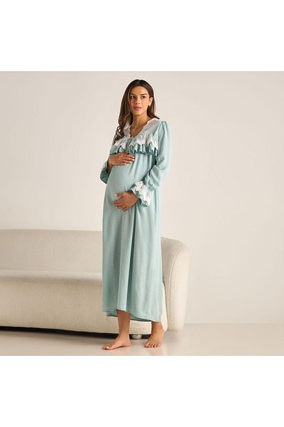 FAV فستان حمل مزخرف بتفاصيل الدانتيل وأكمام طويلة