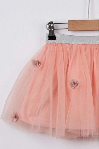 CreativeBebe Glittery ελαστική μέση φούστα από τούλι με λουλούδια για κορίτσι