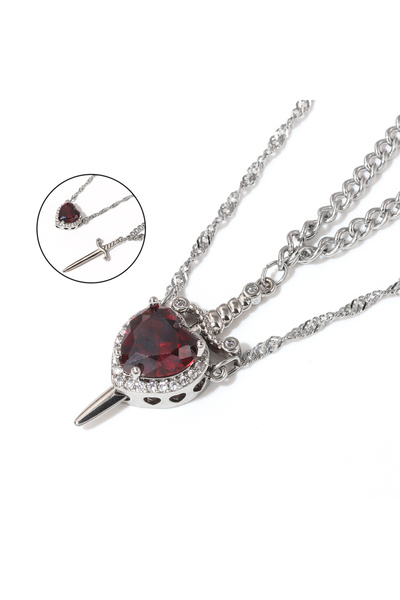 Choice N01125-01 قلادة زوجين من سنو وايت والصياد على شكل قلب وسيف للنساء