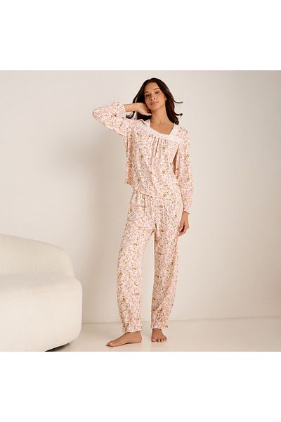 FAV Floral Print Long Sleeves Top and Pyjama Set