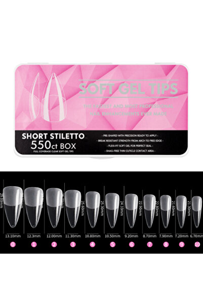 Beauty Box 550'li Short Stiletto Soft Gel Tips Profesyonel Nail Art Hızlı Tır...