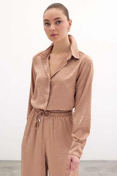 Sateen Cămașă clasică simplă cu model CAMEL