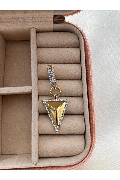 H&S AKSESUAR ÜÇGEN ZİRKON TAŞLI KOLYE VE AJDA CHARM UCU