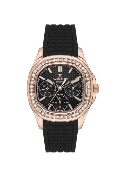 Daniel Klein Dk.1.13665-5 Silikon Kordon Taşlı Tasarım Siyah Kadın Kol Saati