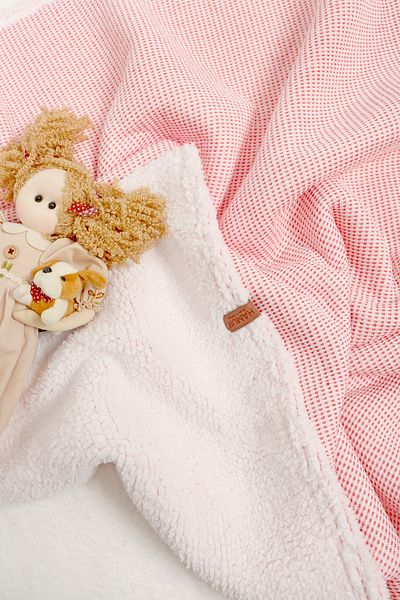HAMUR Pouf Baby Kids Blanket 80X100 cm Sheepskin Blanket Alize Pink